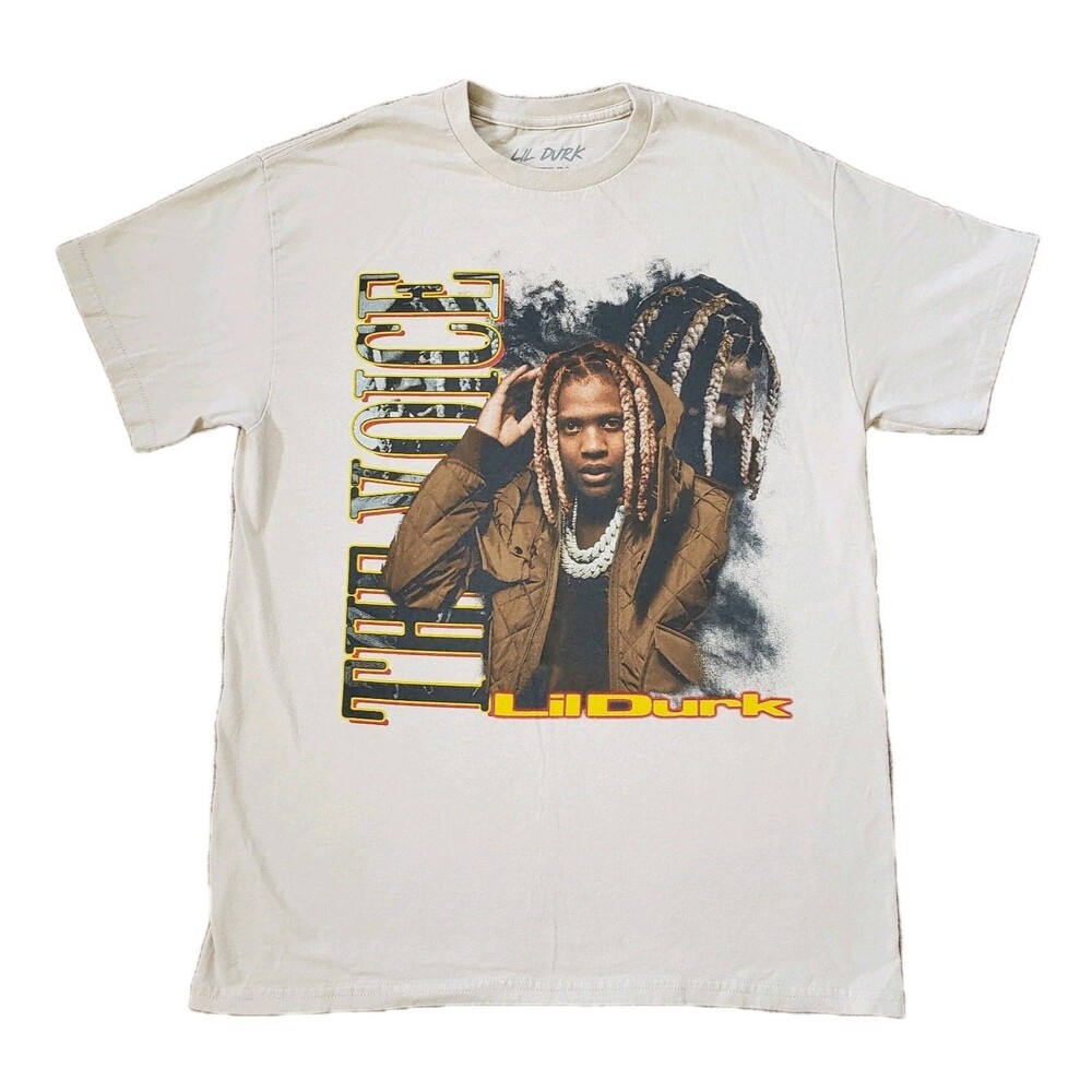 Lil Durk The Voice Rap Tee Sz Medium Mens Light Brown T-Shirt OTF Official Merch